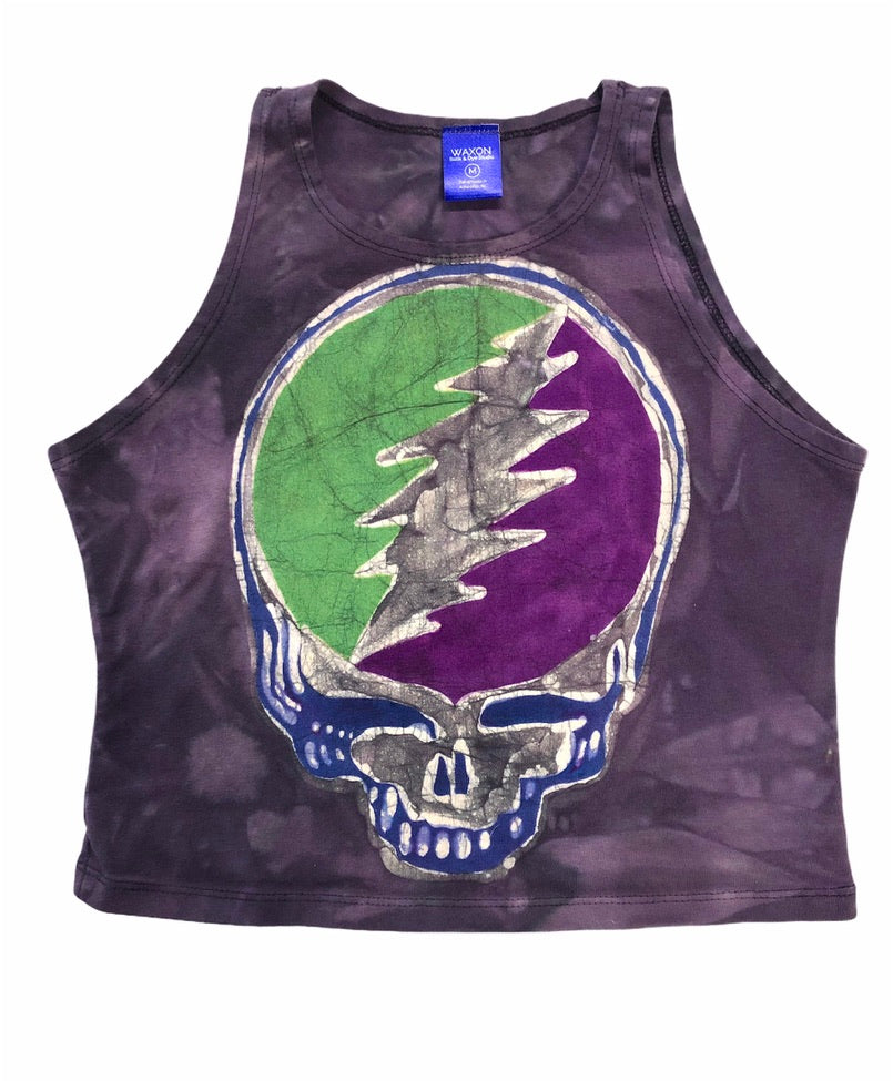 Hand-Painted Steal Your Face Halter Style Batik Crop Top