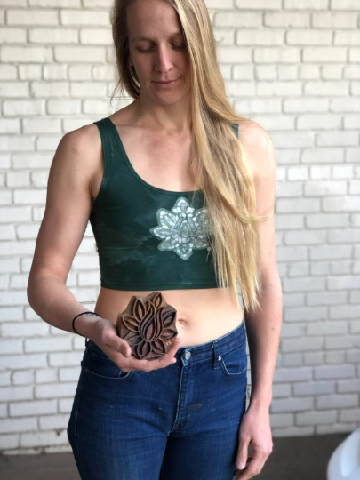Lotus Scoop Neck Batik Crop Top