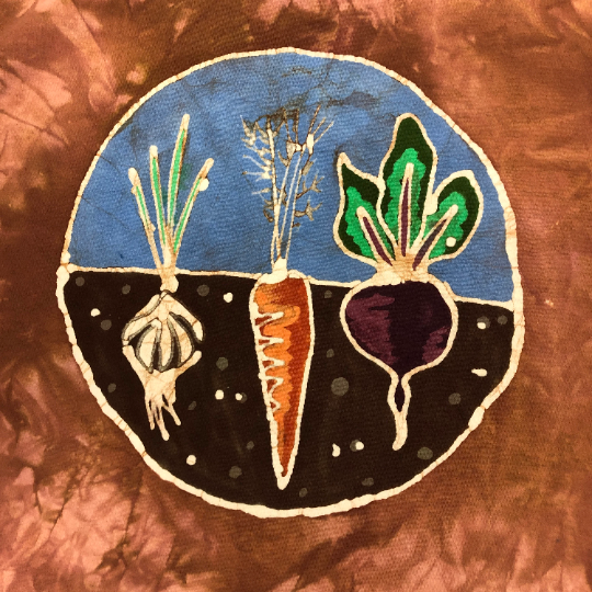 Hand-Painted Veggie Garden Batik Halter Crop Top