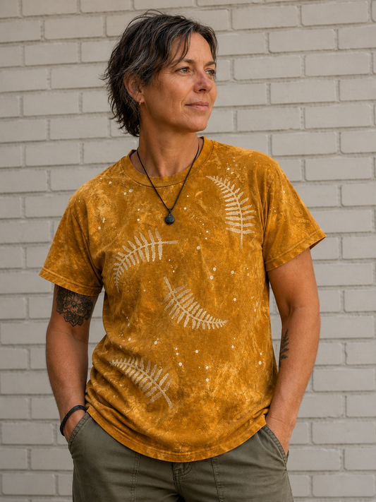 Fern & Splatter Batik Woodblock Unisex T-Shirt