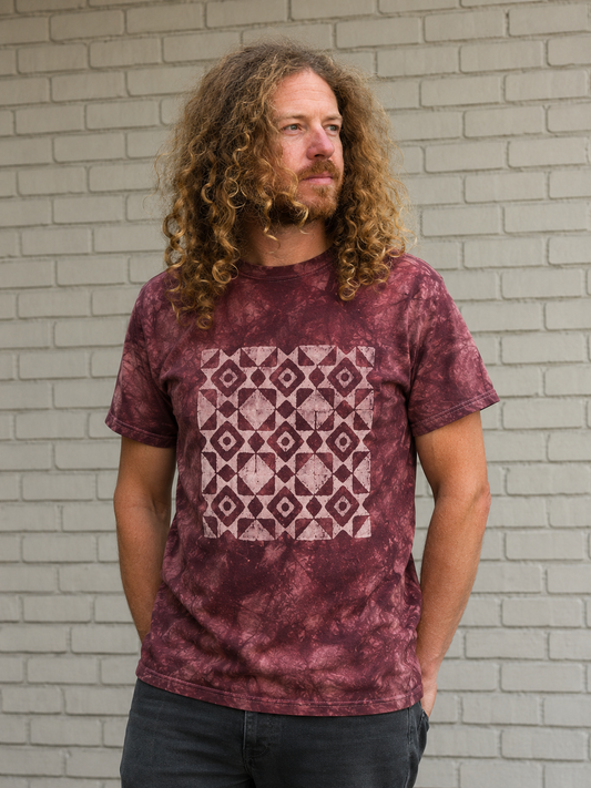 Ohio Star Quilt Block Batik Woodblock Unisex T-Shirt