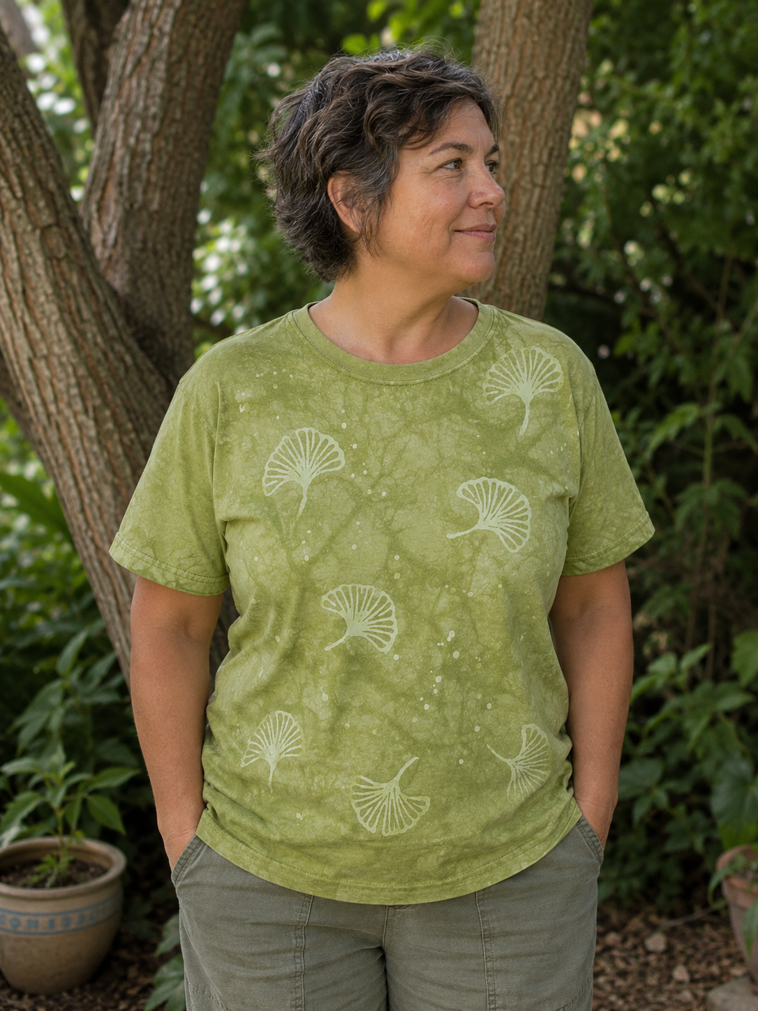 Ginkgo Leaf Batik Woodblock Unisex T-Shirt
