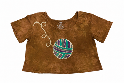 Yarn Ball Custom Batik Cropped Scoopneck Tee