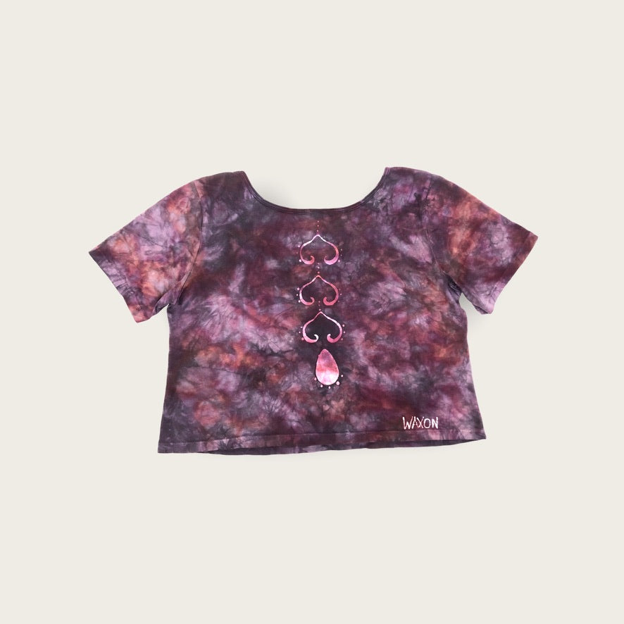 Hand-Painted Batik OM Mandala Crop Tee