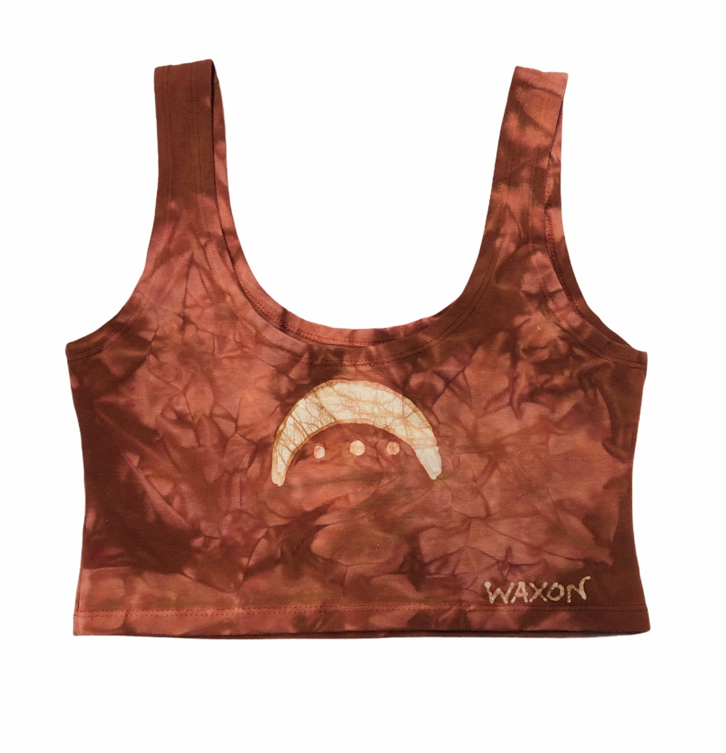 Crescent Moon Chalice Scoop Neck Batik Crop Top