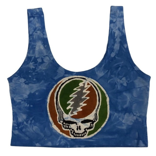 Hand-Painted Steal Your Face Scoop Neck Batik Crop Top