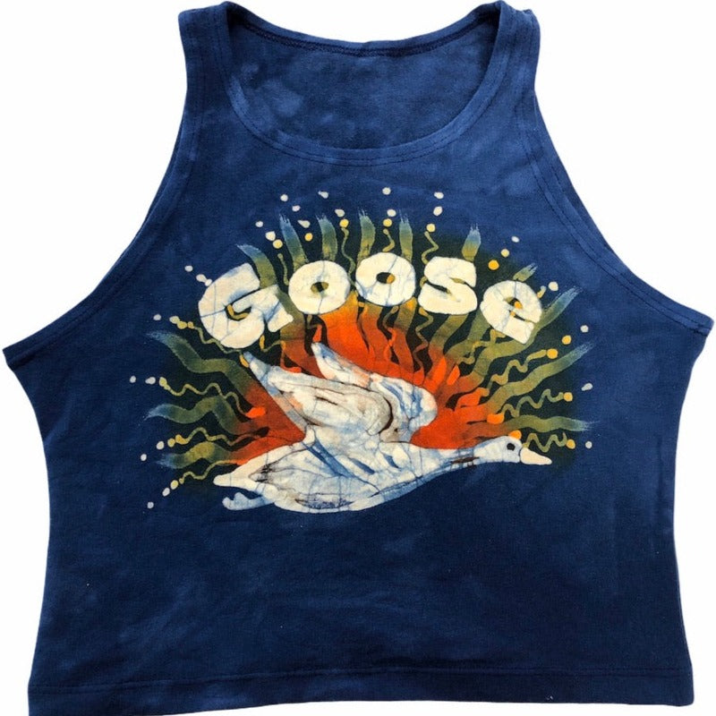 Hand-Painted Goose (the band) Inspired Batik Halter Crop Top
