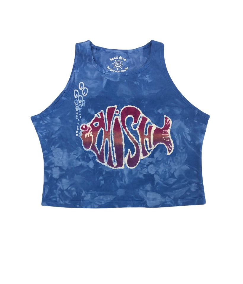 Hand-Painted Classic Phish Batik Halter Crop Top
