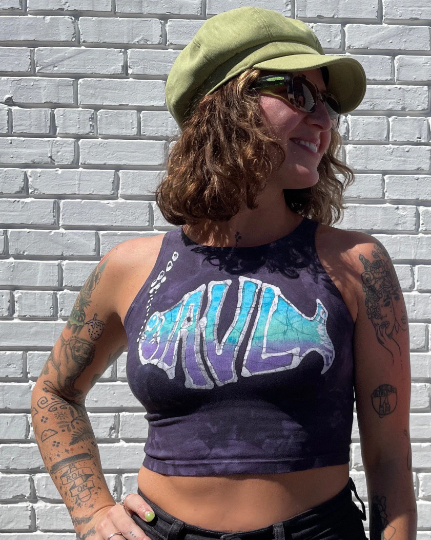 Hand-Painted AVL Classic Phish Batik Halter Crop Top