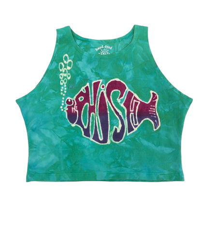 Hand-Painted Classic Phish Batik Halter Crop Top