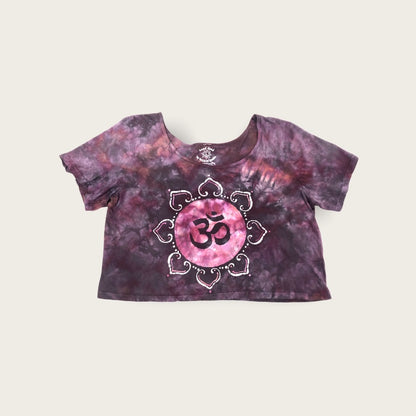 Hand-Painted Batik OM Mandala Crop Tee