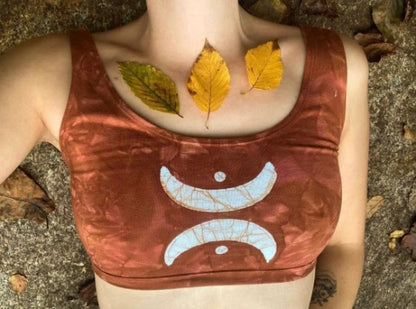 Crescent Moon Chalice Scoop Neck Batik Crop Top
