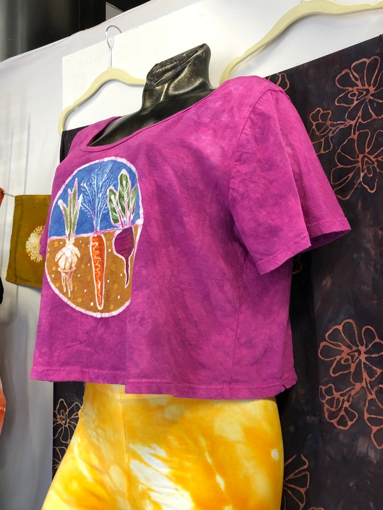 Hand-Painted Batik Vegetable Garden Crop Tee