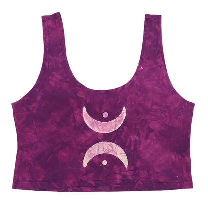 Crescent Moon Chalice Scoop Neck Batik Crop Top