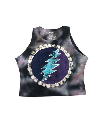 Deadbolt 13-Point Lightning Bolt Batik Halter Crop Top