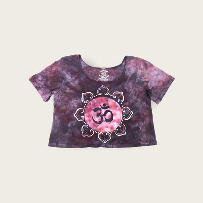 Hand-Painted Batik OM Mandala Crop Tee