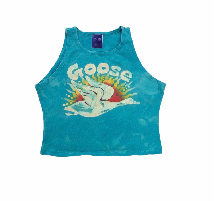 Hand-Painted Goose (the band) Inspired Batik Halter Crop Top