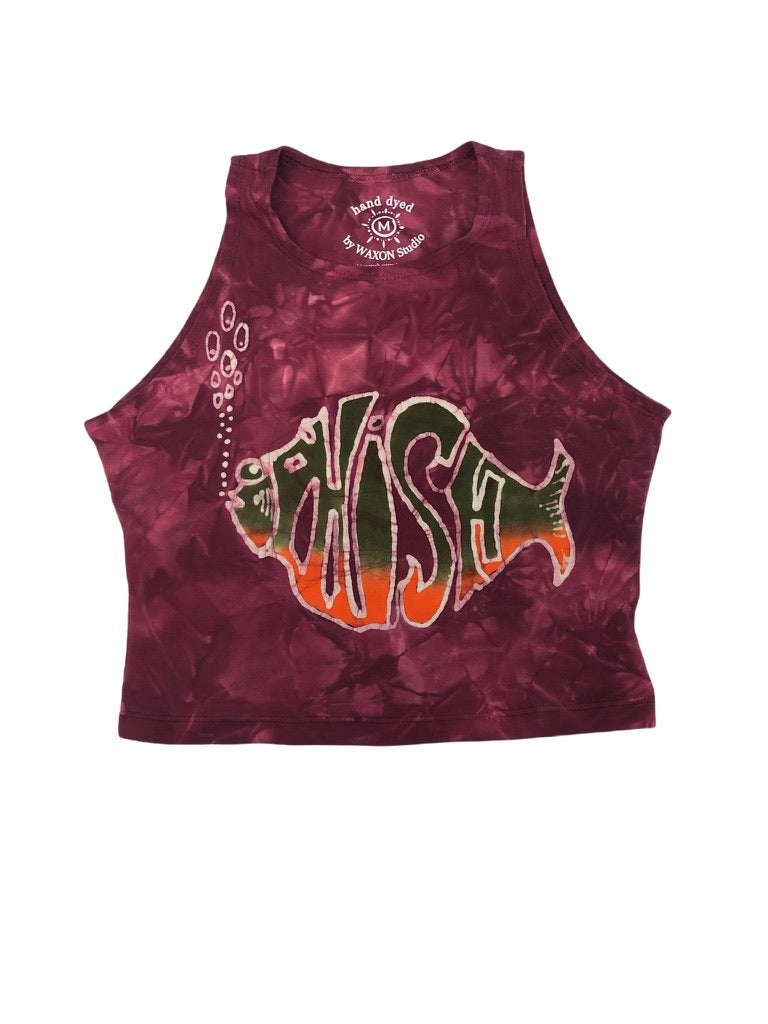 Hand-Painted Classic Phish Batik Halter Crop Top