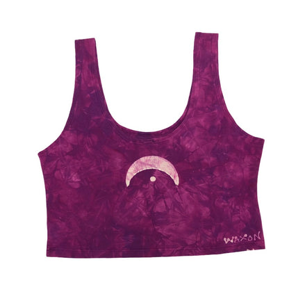 Crescent Moon Chalice Scoop Neck Batik Crop Top