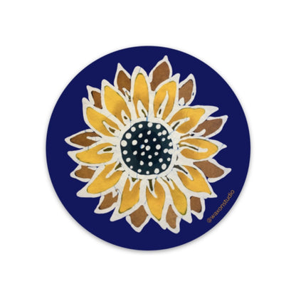 Sunflower Batik Round Sticker