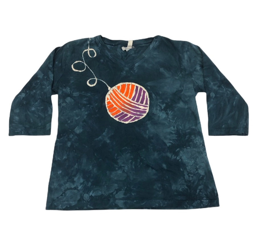 Yarn Ball Custom Batik Cropped Scoopneck Tee