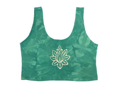 Lotus Scoop Neck Batik Crop Top