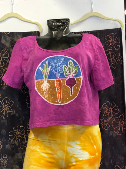 Hand-Painted Batik Vegetable Garden Crop Tee
