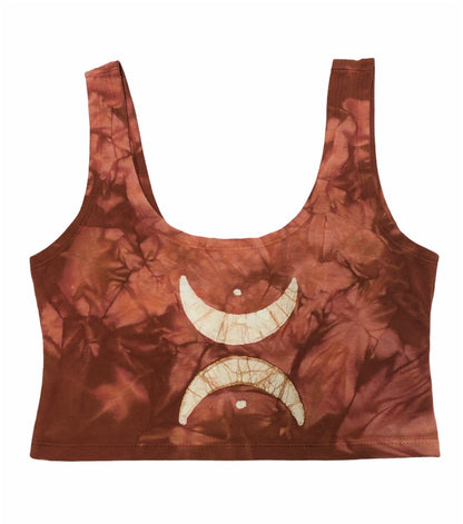 Crescent Moon Chalice Scoop Neck Batik Crop Top