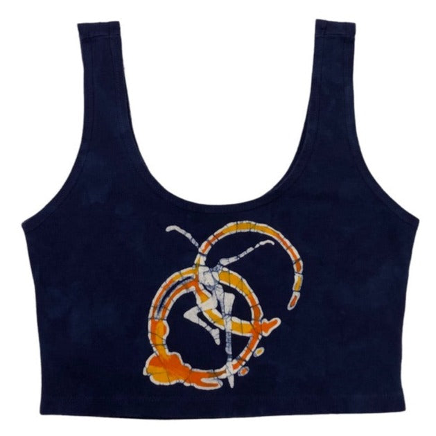 Hand-Painted DMB Fire Dancer Scoop Neck Batik Crop Top