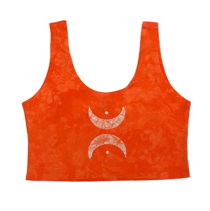 Crescent Moon Chalice Scoop Neck Batik Crop Top