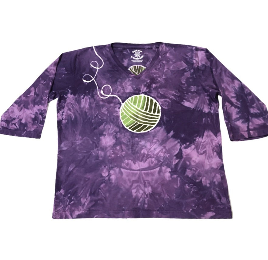 Yarn Ball Custom Batik Cropped Scoopneck Tee