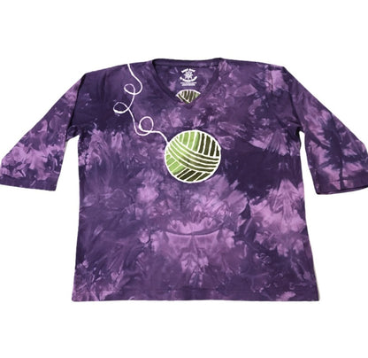 Yarn Ball Custom Batik Cropped Scoopneck Tee