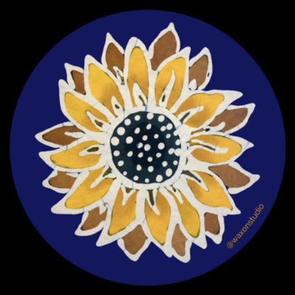 Sunflower Batik Round Sticker