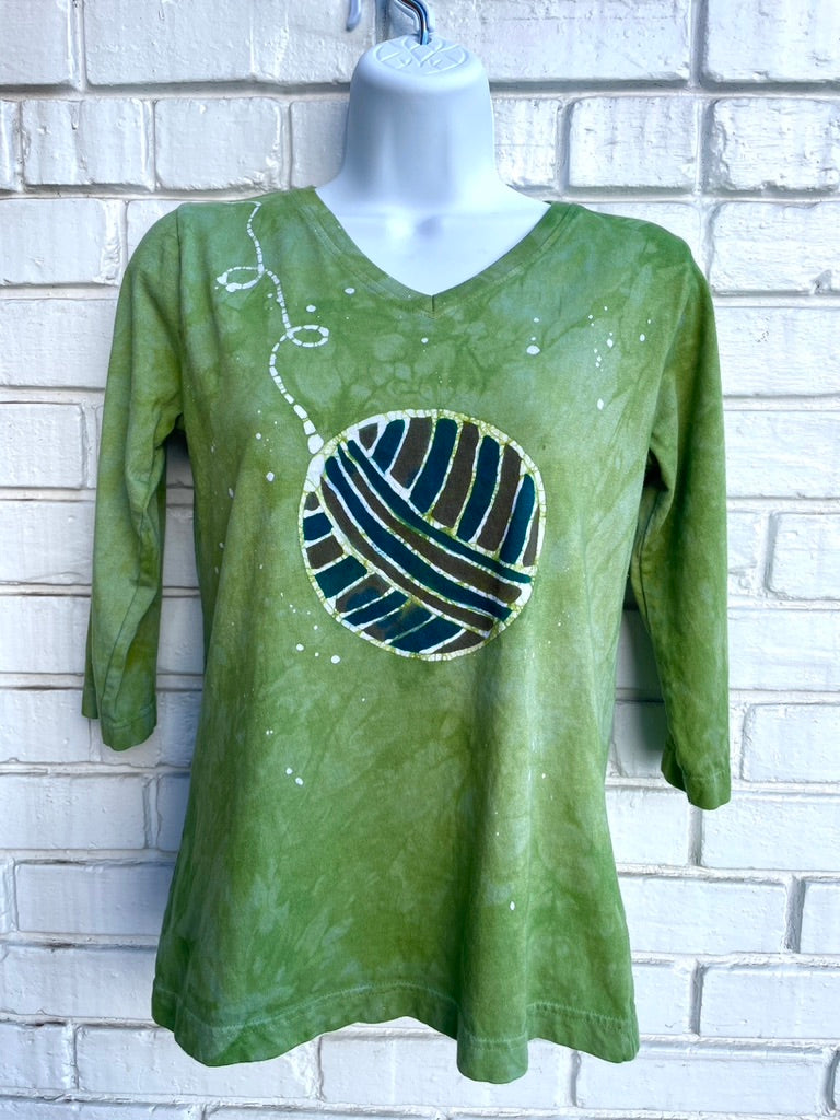 Yarn Ball Custom Batik Cropped Scoopneck Tee