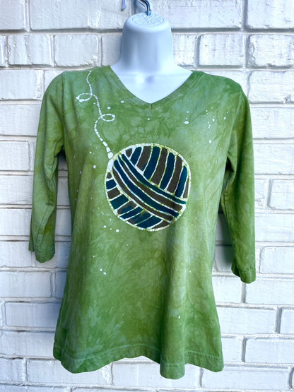 Yarn Ball Custom Batik Cropped Scoopneck Tee