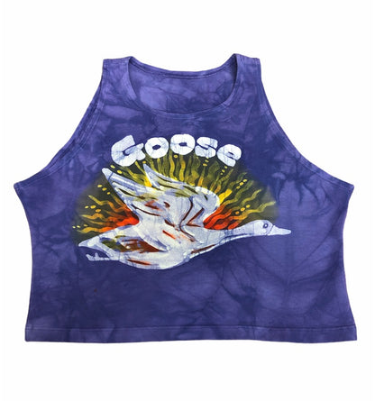 Hand-Painted Goose (the band) Inspired Batik Halter Crop Top