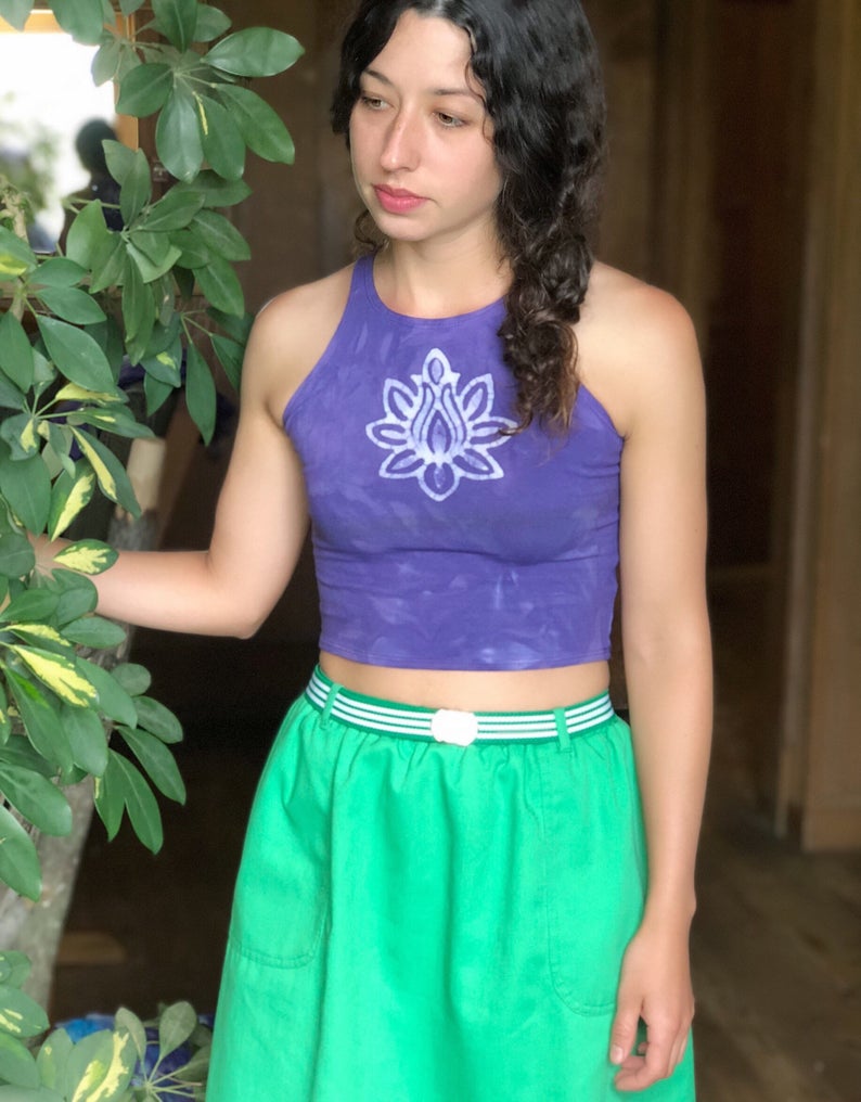 Lotus Batik Halter Crop Top