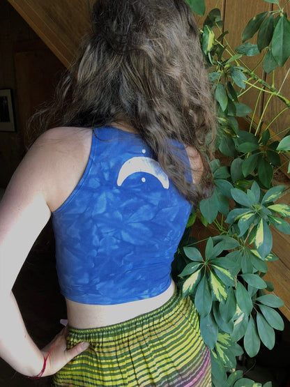 Sacred Symmetry Crescent Moon Batik Crop Top
