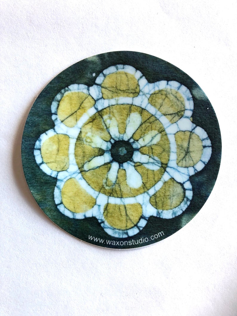 Indian Flower Batik Round Sticker