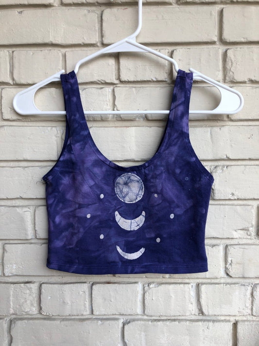 Sacred Symmetry Scoop Neck Crescent Moon Batik Crop Top