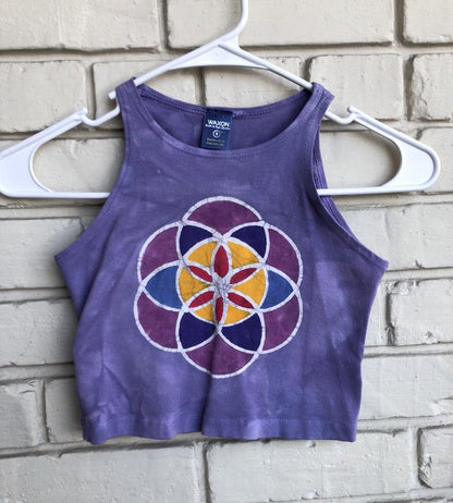 Seed of Life Mandala Sacred Geometry Batik Crop Top