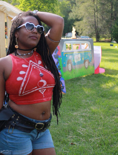 Tribal Triangle Batik Halter Crop Top