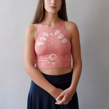 Tribal Triangle Batik Halter Crop Top