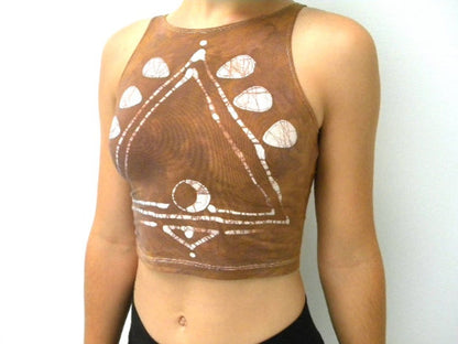 Tribal Triangle Batik Halter Crop Top