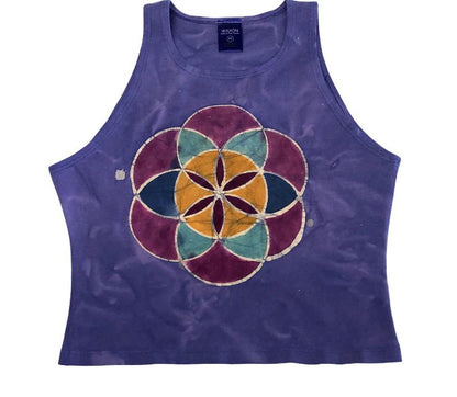 Seed of Life Mandala Sacred Geometry Batik Crop Top